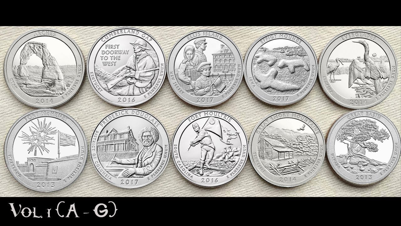United States Mint's America The Beautiful Quarter Dollar Set / Series Vol. 1 (A - G)