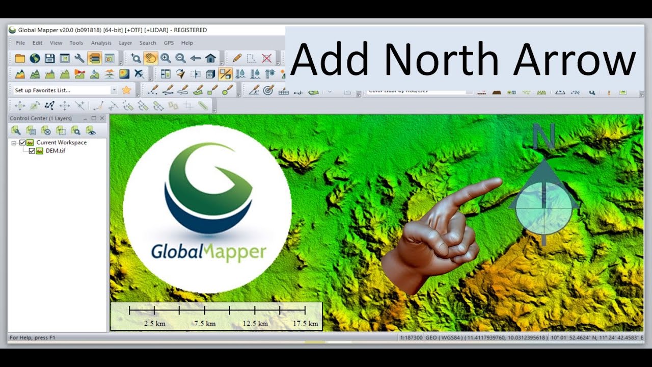 Global Mapper: Adding a North Arrow to the Display View in Global Mapper