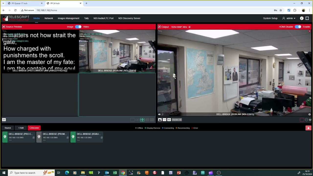 NDI Displays and NDI Bridge