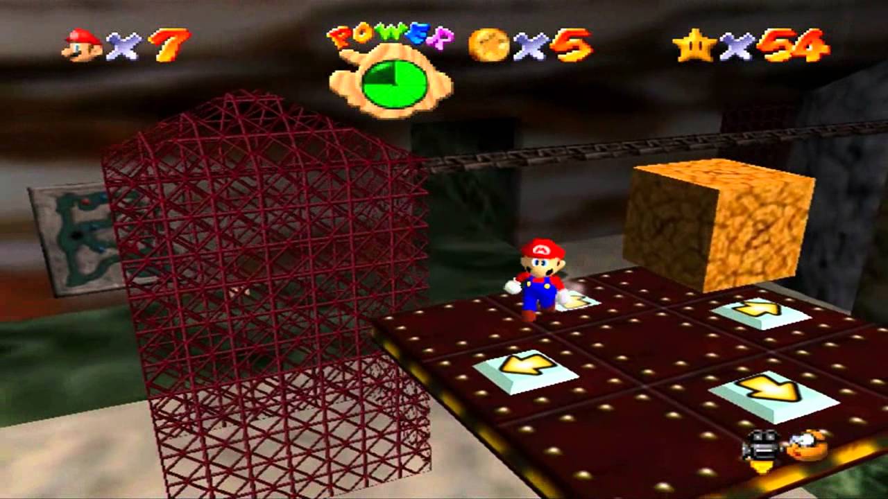 Super Mario 64 - Caverne Brumeuse - Etoile 2 : Chariot pour pièces rouges