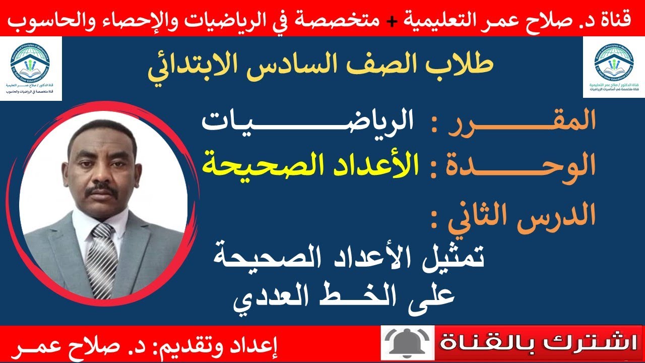 رياضيات سادس ابتدائي|وح2-د2 | الاعداد الصحيحة | تمثيل الأعداد الصحيحة على الخط العددي🌹 أنظـر الوصف✍️