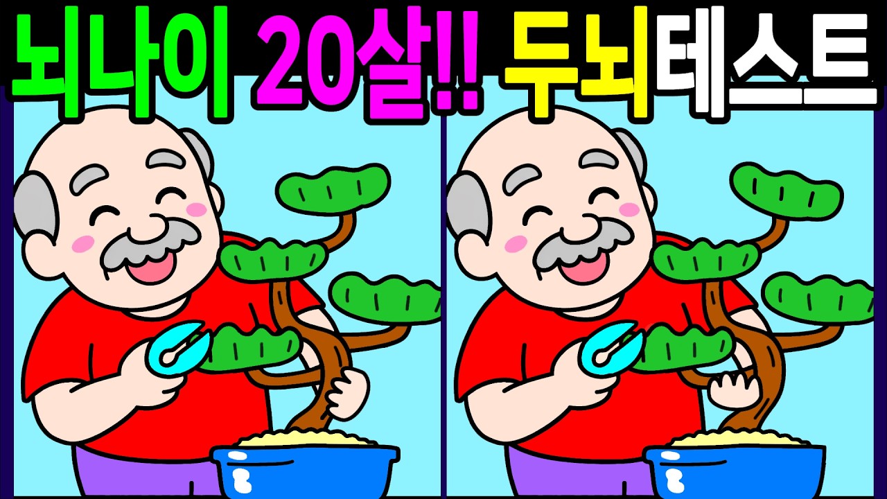 머리가 똑똑해지는 두뇌 테스트 문제! 다찾으면 건강한 두뇌나이 20살! 온가족이 함께 즐기는 시간입니다【 Find Difference 間違い探し】