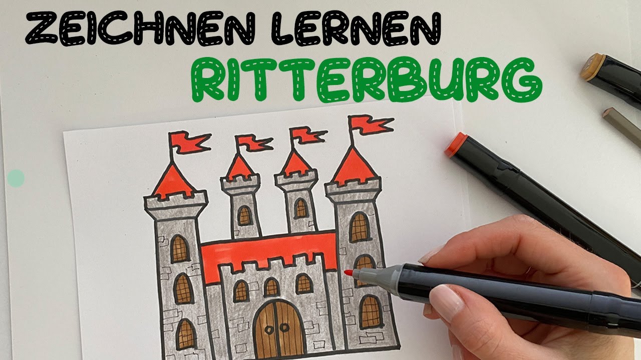 Einfach eine Ritterburg zeichnen I Schritt für Schritt für Kinder 5+ Jahre Alt