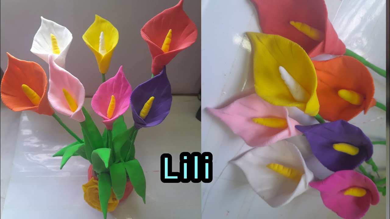 How to make calla lily with clay. ক্লে দিয়ে সুন্দর লিলি ফুল  বানালাম। clay diy/ clay crafts/ flower.