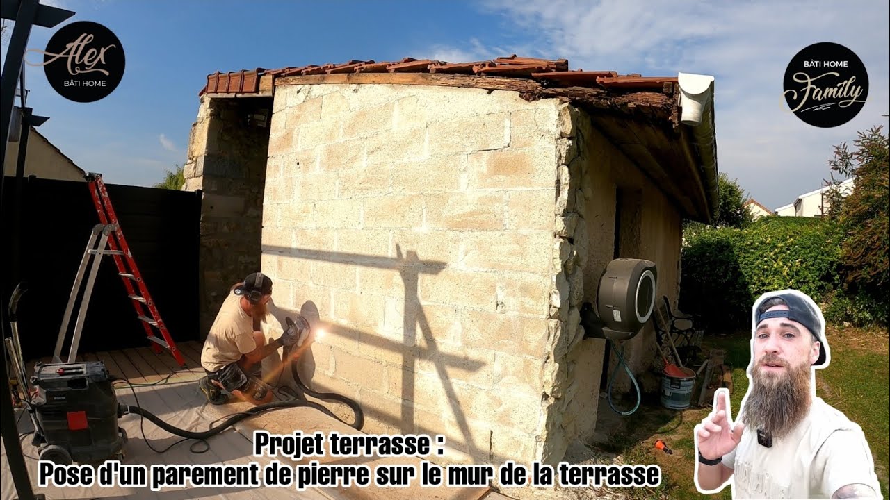 Pose d'un parement de pierre sur un mur extérieur - Ep 56