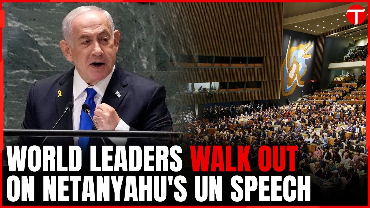 Delegates walk out of UN General Assembly as Benjamin Netanyahu speaks