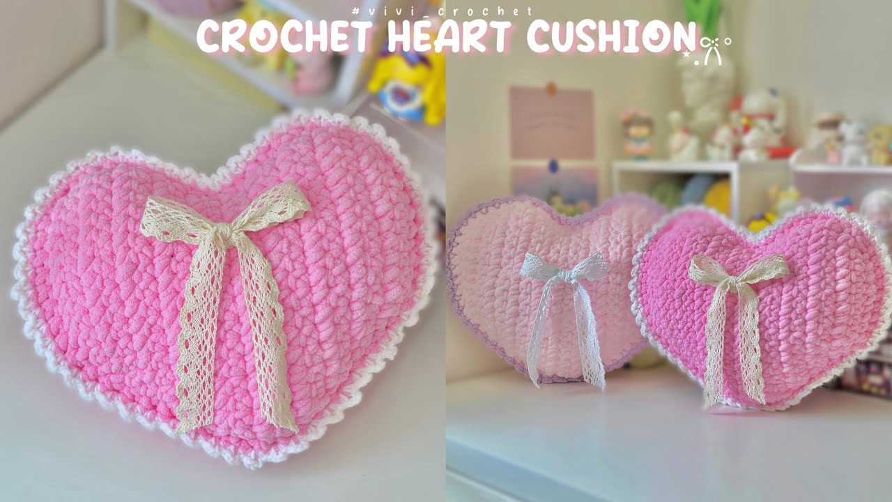 How To Crochet a Heart Cushion | Easy Heart-shaped pillow💖🎀
