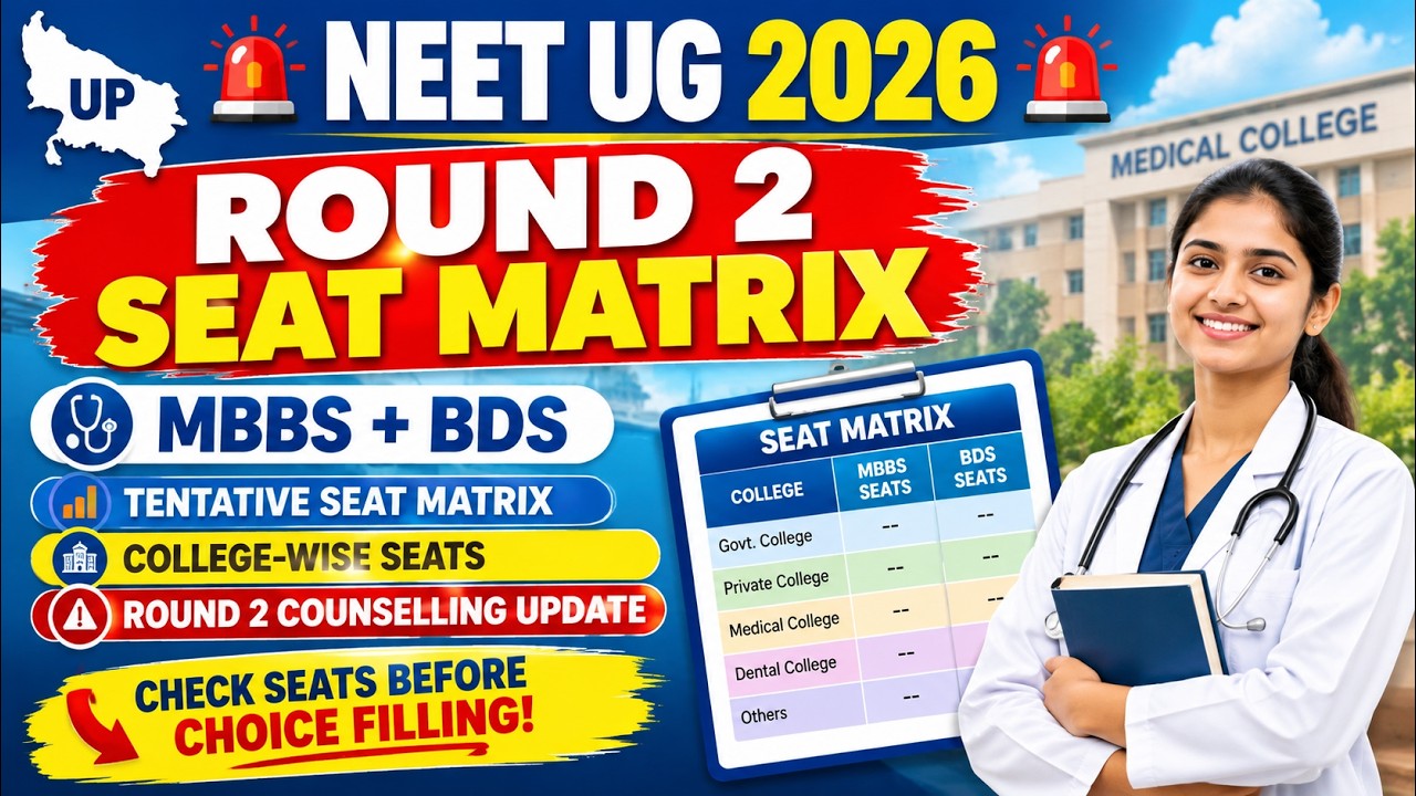 UP NEET UG 2026 Round 2 Seat Matrix OUT 🚨 | MBBS/BDS Tentative Seat Matrix |UP NEET Counselling 2026