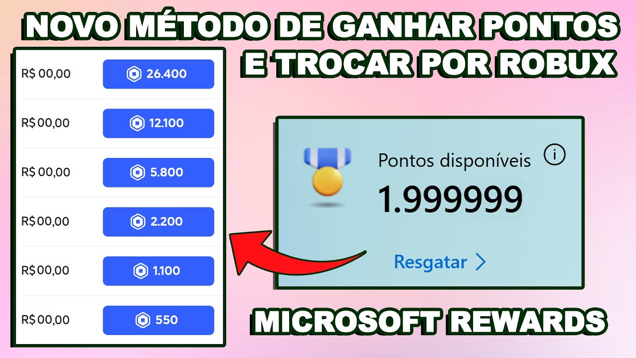 NOVO MÉTODO DE GANHAR PONTOS E TROCAR POR ROBUX GRÁTIS NO MICROSOFT REWARDS - ROBLOX