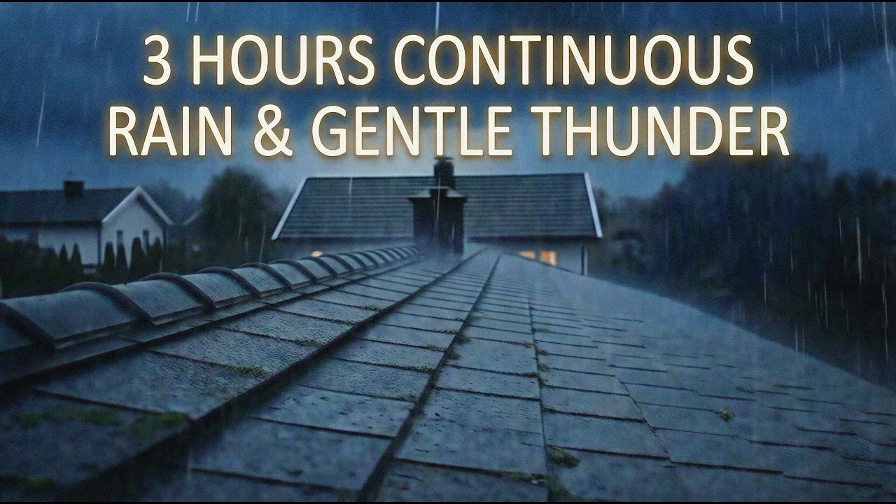 3hrs Heavy Rain on Roof & Gentle Thunder - Soothing Rain Sounds for Deep Sleep, Anxiety & Insomnia