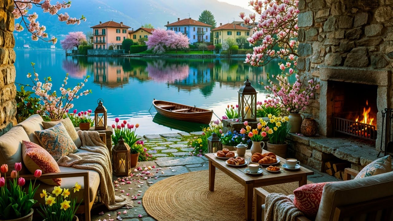 Relaxing Lakeside Spring Morning Jazz ☕ Cozy Coffee Ambience for Study and Calm Focus