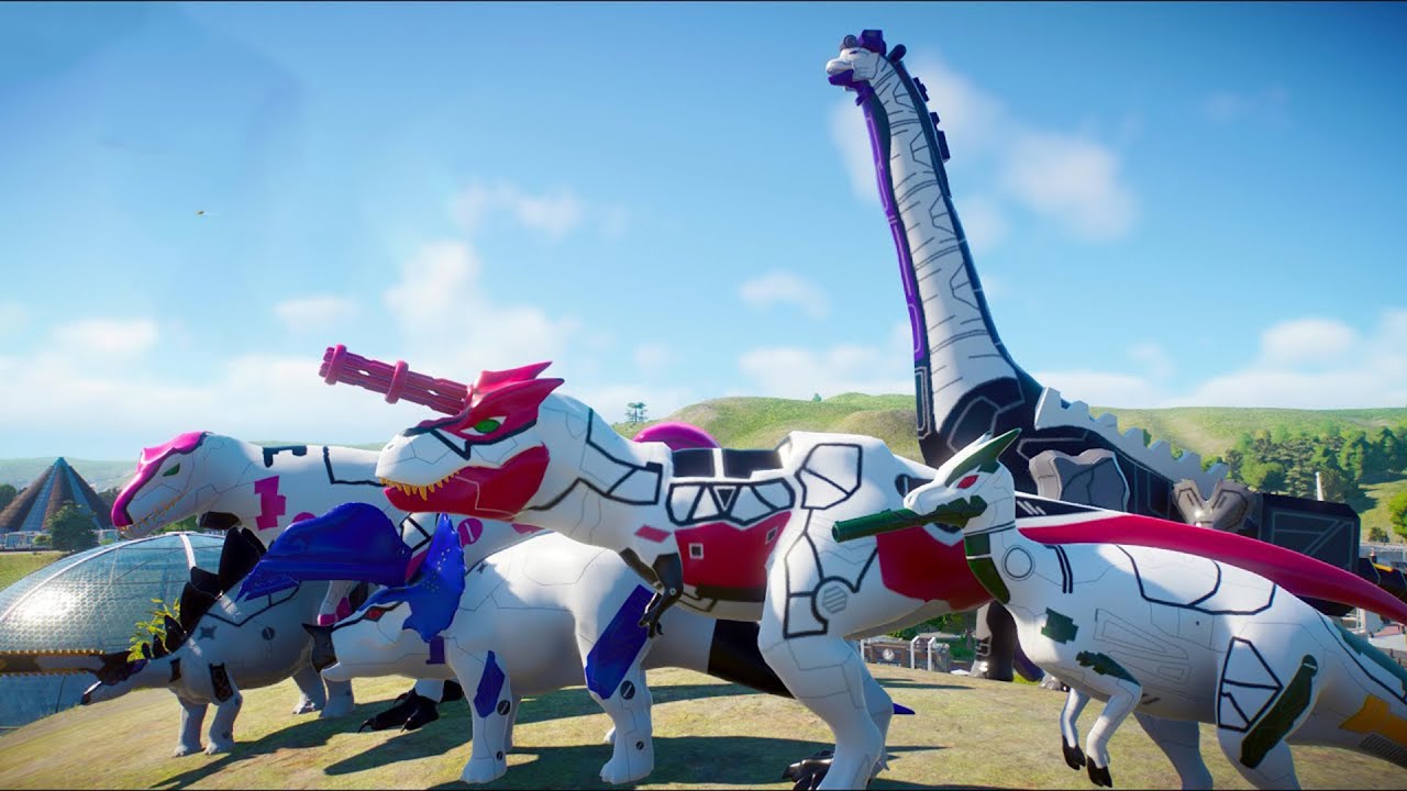 Dinosaur Force Brave Zords Battle and Rampage: Guntyra, Giga Bragigas, Shovecera, RapX