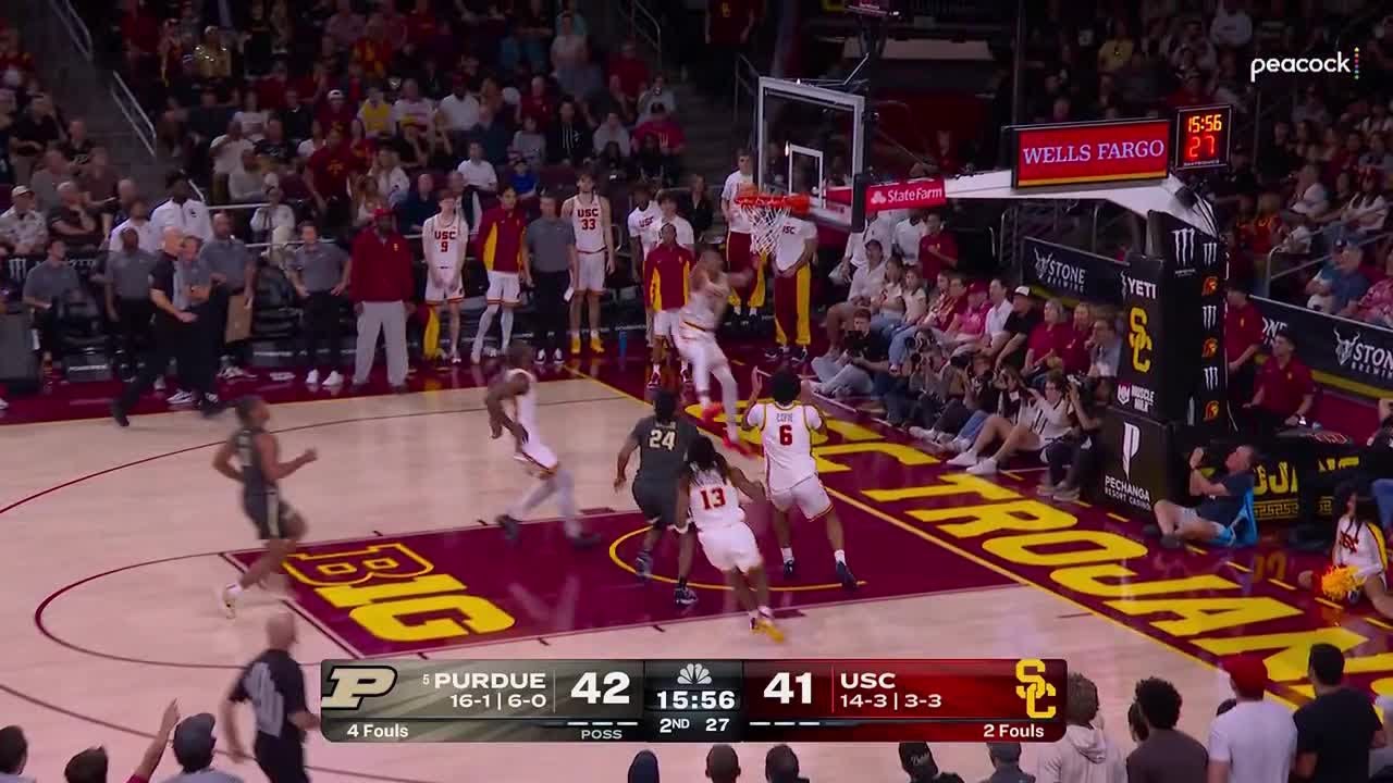 The Trojans with the ACROBATIC Sequence in Transition vs. Purdue | USC Basketball