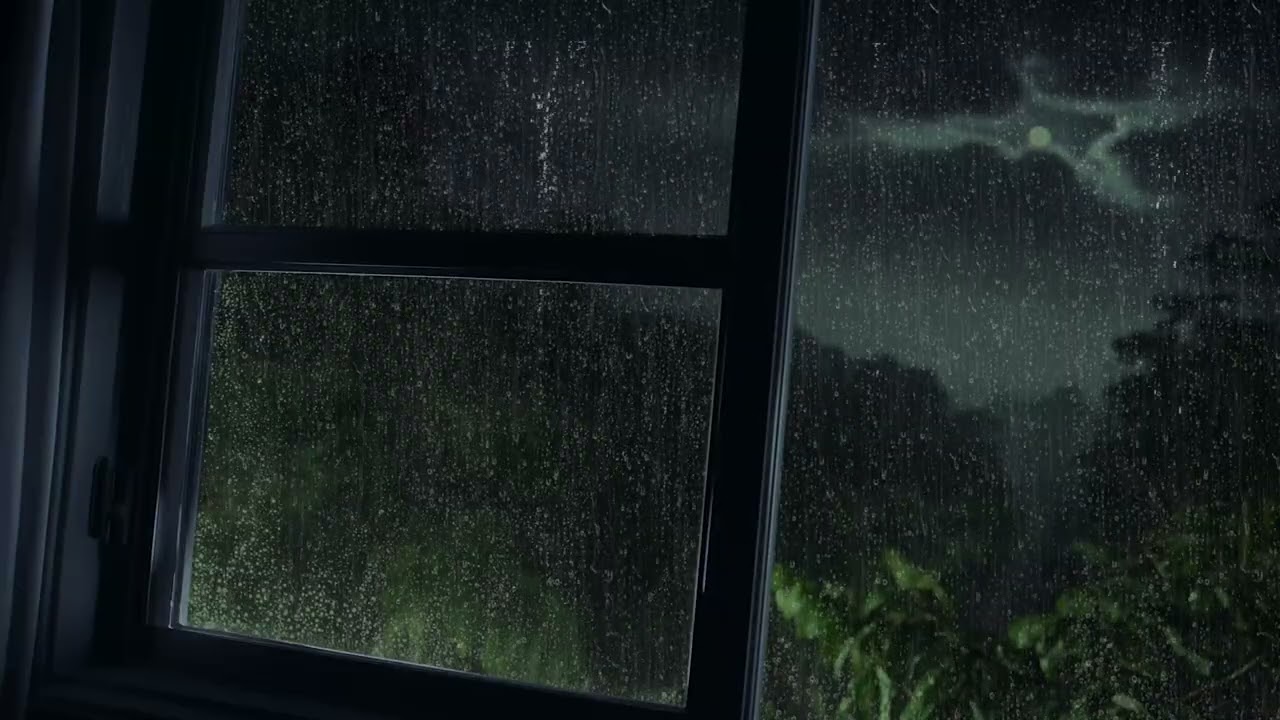 Relaxing Music for Deep Sleep - Rain Sounds Outside the Forest and Warm Bedroom for Stress Relief