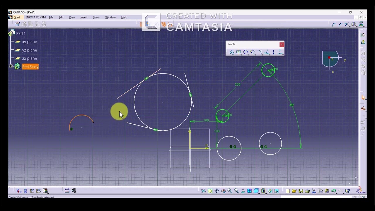 CATIA V5 Profile Toolbar_Lesson 3