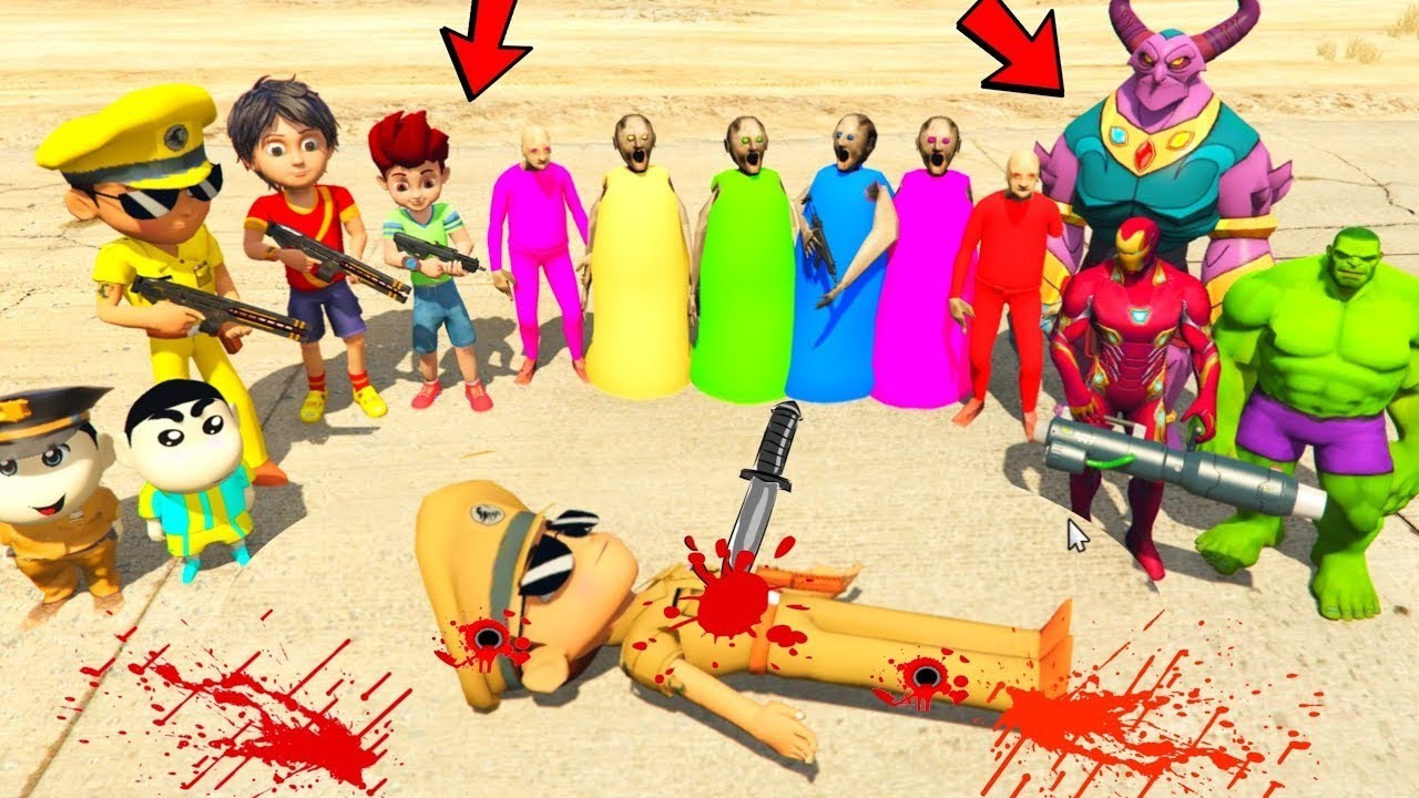 Little Singham 😳Kicko Shiva😎 Shinchan Ironman Kidnapped 🤬By Granny And Kaal 😍in GTA 5 Gameplay