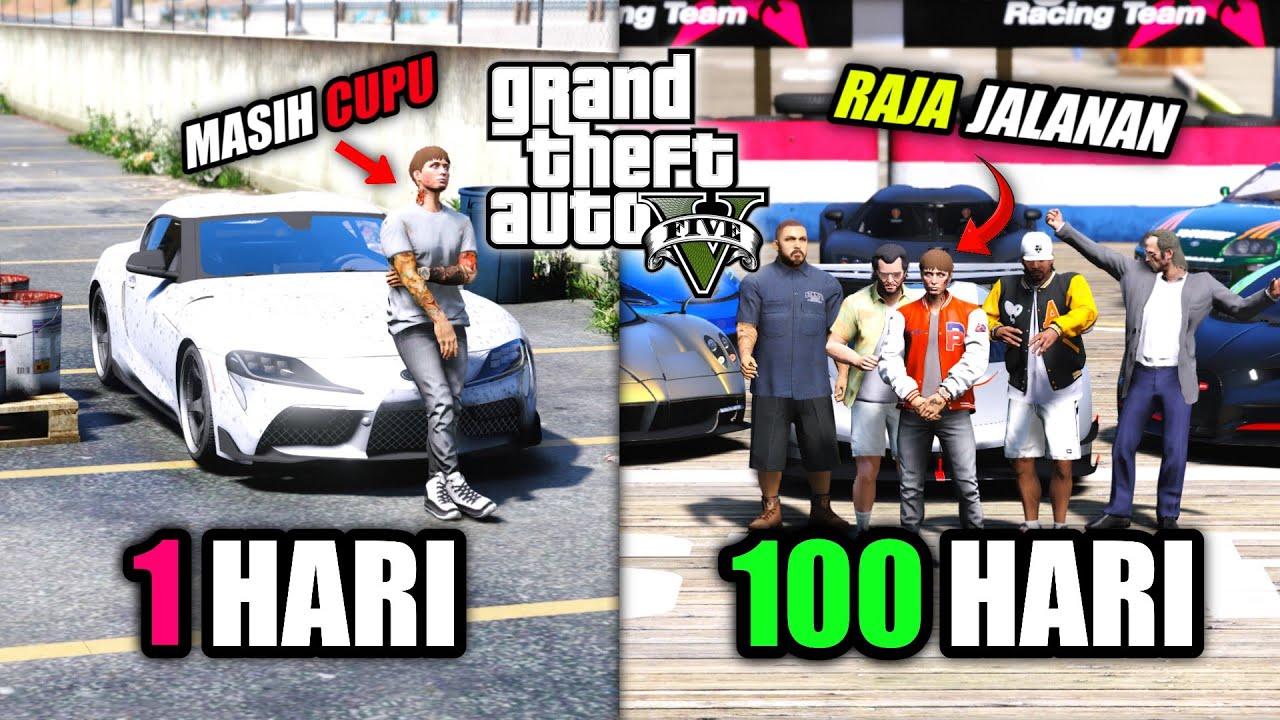 100 HARI DI GTA 5 !! DARI PEMBALAP CUPU SAMPE JADI PEMBALAP PALING DITAKUTI GTA 5 MOD