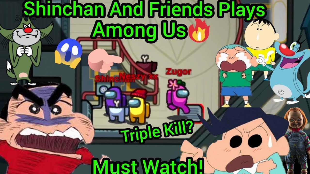 Shinchan And Friends Plays Among Us New Update🔥 It Gone Intense, Must Watch!! (Triple Kill😱)