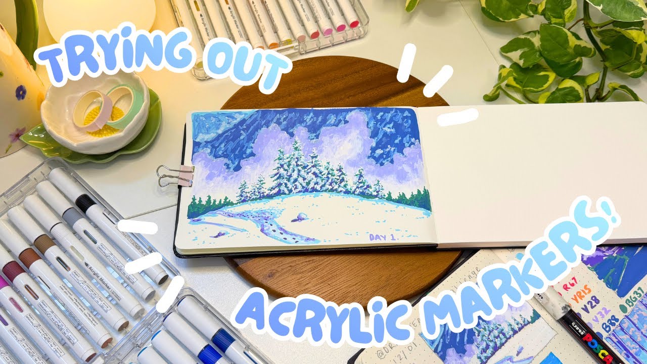 ❀ Trying out acrylic markers! ❀ draw the alps challenge | day 1 ❀
