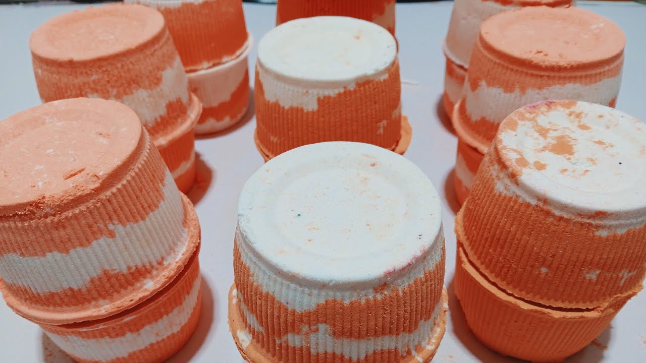 ASMR satisfying 😍 orange and white BAKING SODA Crushing #bakingsodaasmr #clamingsounds #explore