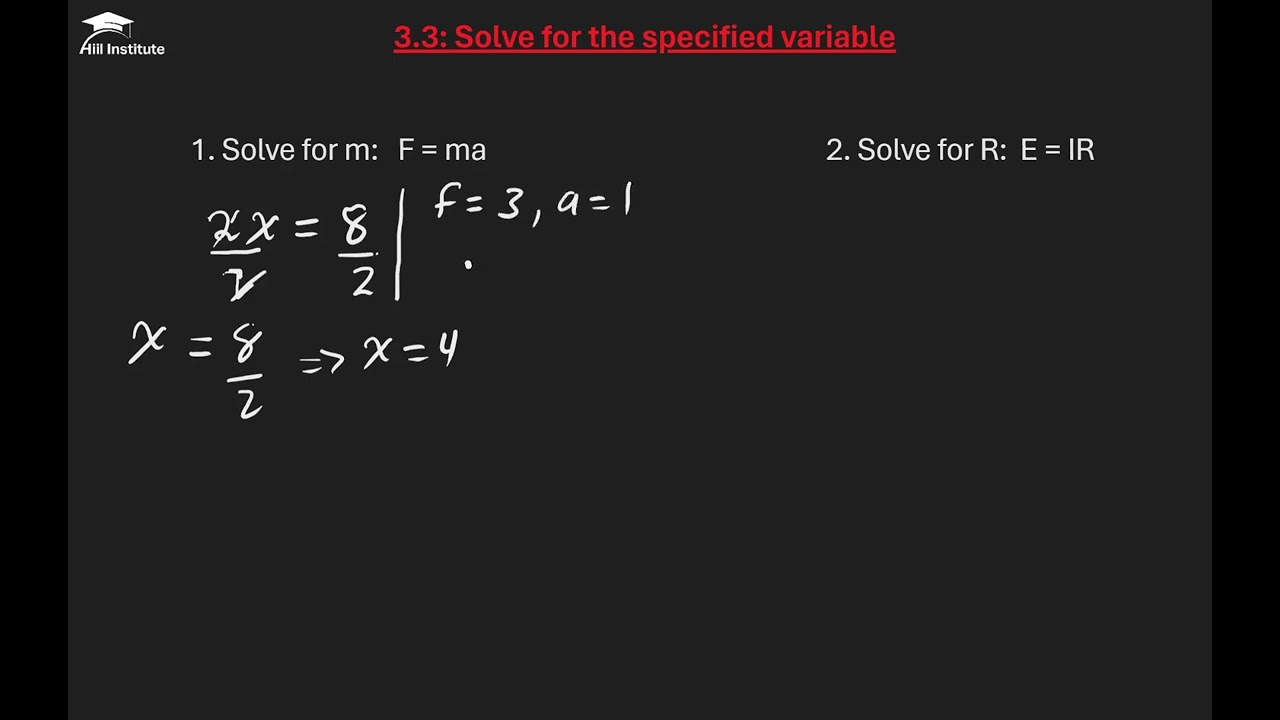 Algebra - 3.3 Solve for m: F = ma | Part 1 | Xisaab | Af Somali