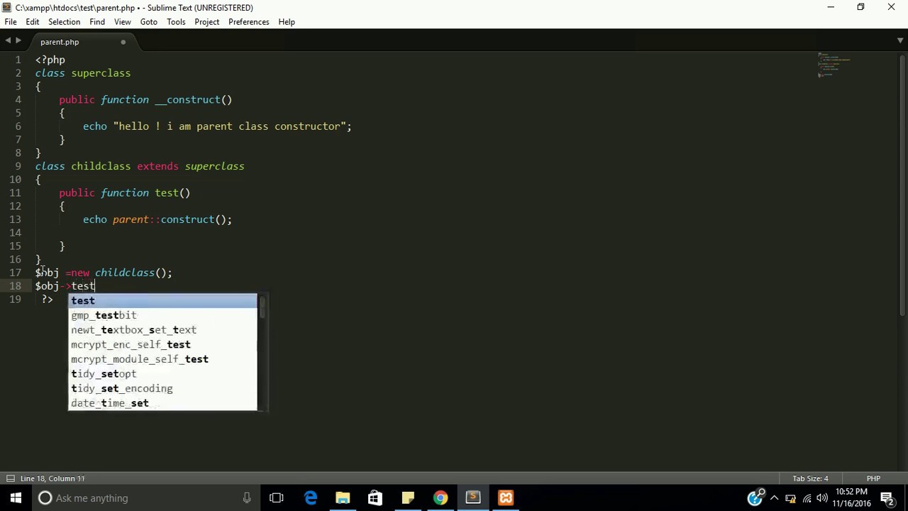 how to call parent class constructor in php | parent keyword