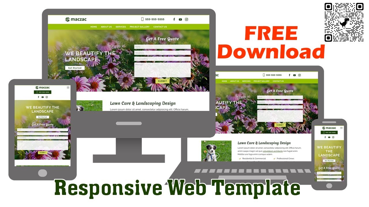 Landscaper Responsive Website Template | Lawn Care Website Template