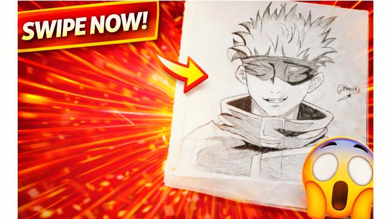 Gojo Satoru Pencil Drawing ✏️🔥 | Full Anime Drawing Process | Jujutsu Kaisen Art | Hansika World