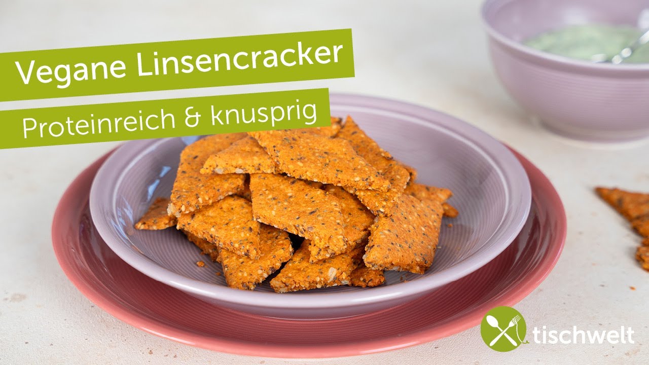 Vegane Linsencracker mit Kräuter-Dip | Knusprig & proteinreich