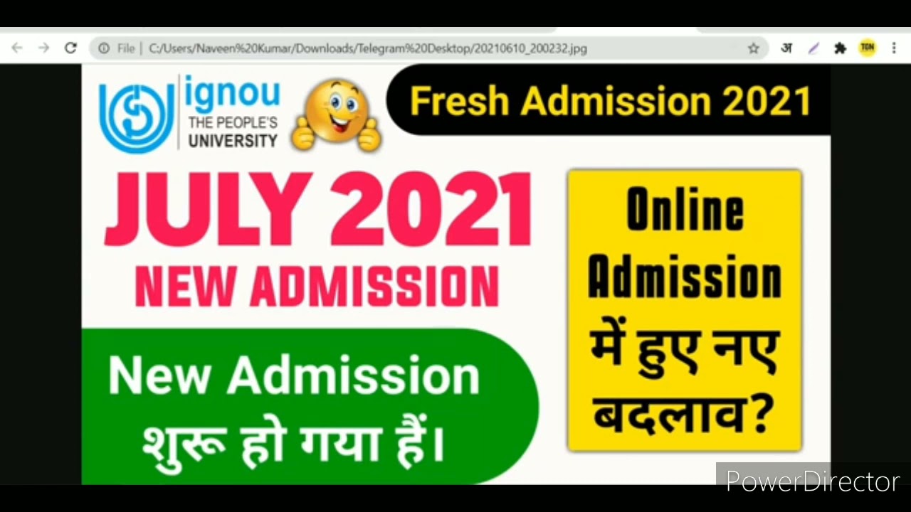 IGNOU July 2021 Session Fresh Admission Full Details In Hindi.