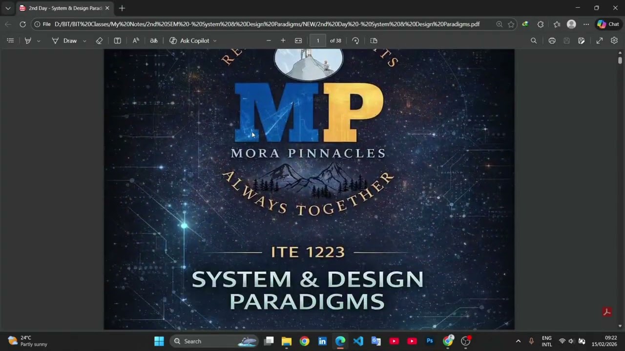 BIT@UoM - 2nd SEM - System & Design Paradigms | 2nd Day | Mora Pinnacles