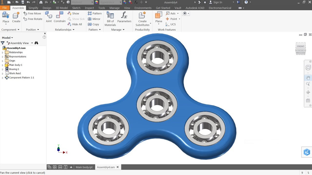 Autodesk inventor Tutorial Design of Fidget Spinner