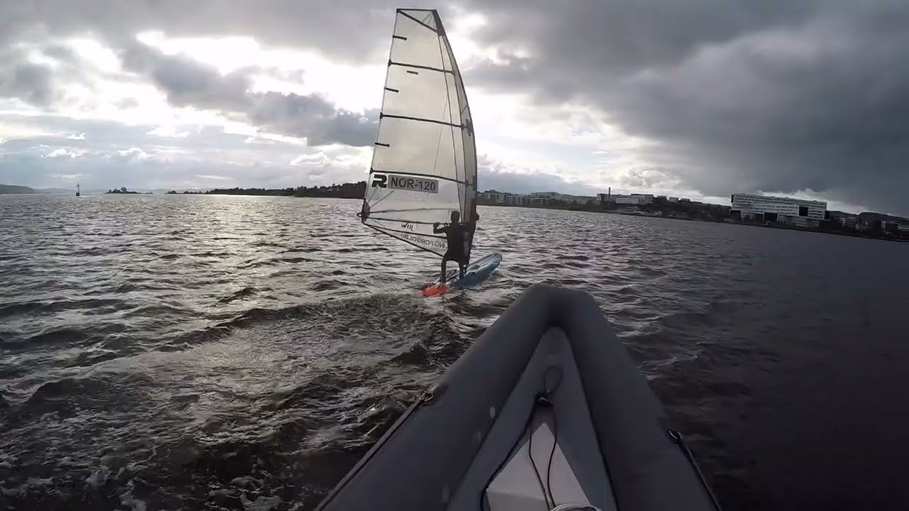 Raceboard windsurf session outside Fornbu/Oslo, Norway
