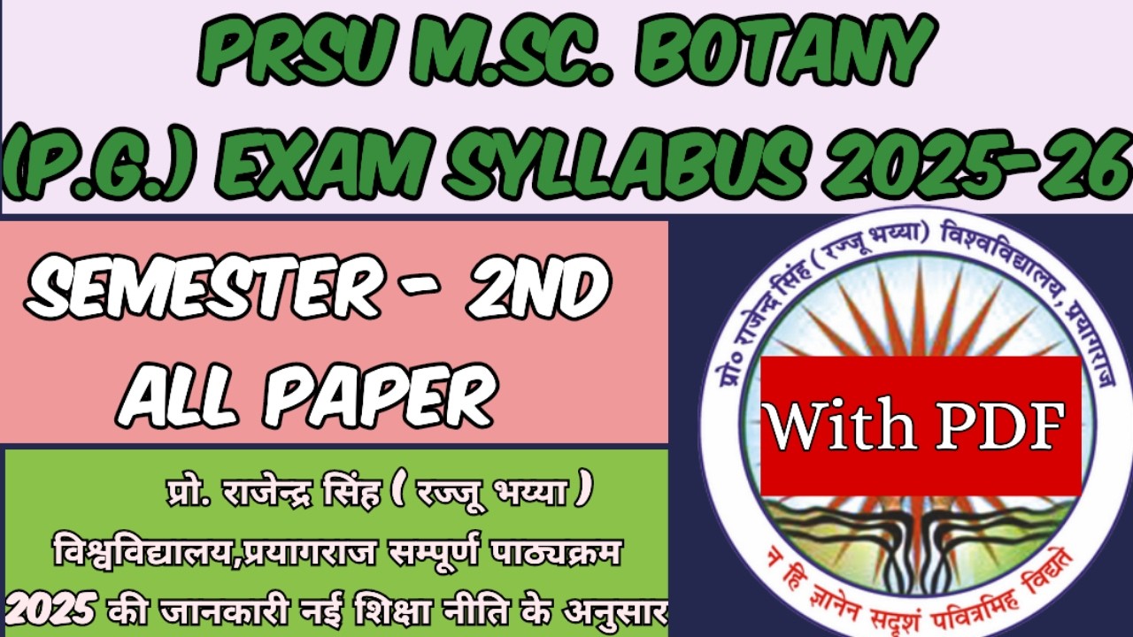 M.Sc Botany 2nd Semester New Syllabus 2025-26 #mscbotany #botany #gyankabasta #prsu #syllabus