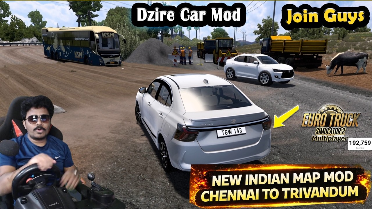 👌India Map Mod Chennai to Trivandrum and RVK Indian Truck Driving with Steering ETS2 in Telugu