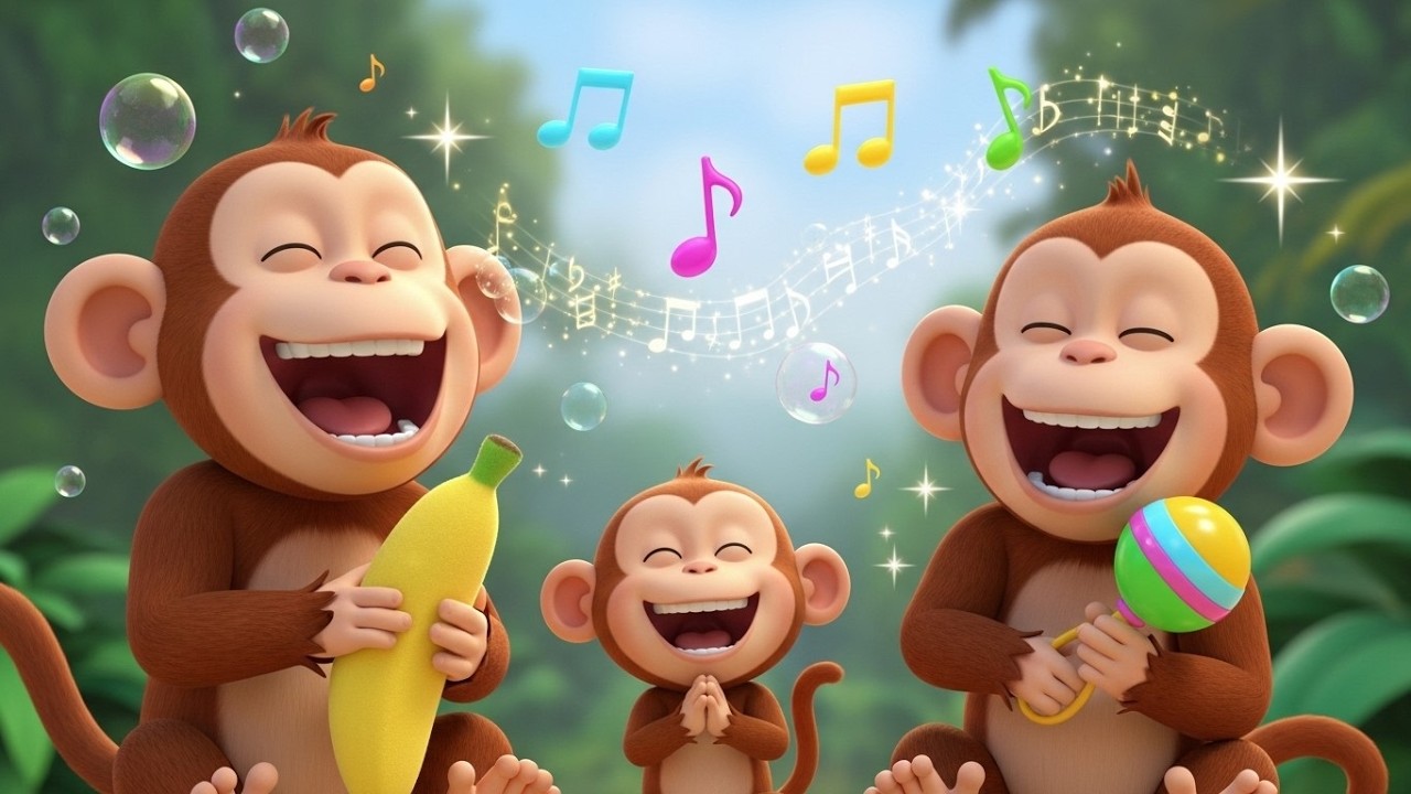 Five Little Monkeys Jumping on the Bed 🐒🛏️ | Fun Nursery Rhyme for Toddlers and Kids