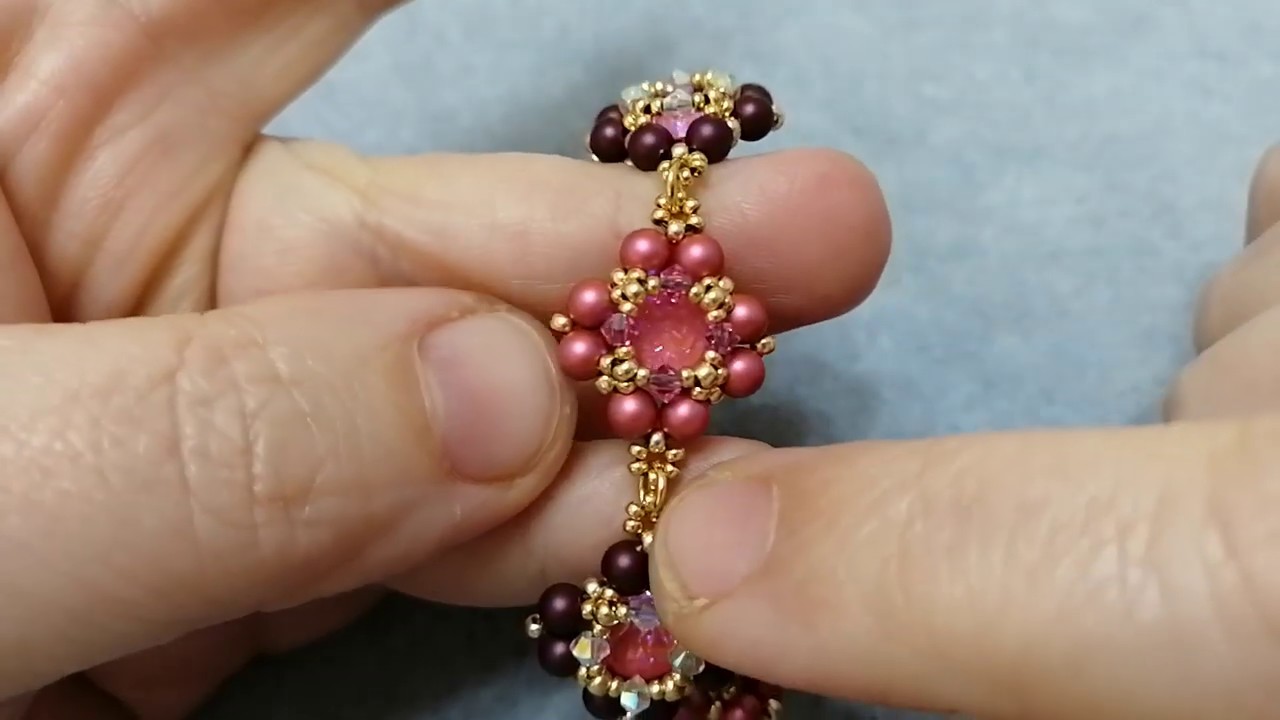 Tutorial Bracciale con chaton 8mm, perle 4mm, bicono 3mm- Bracciale Regina