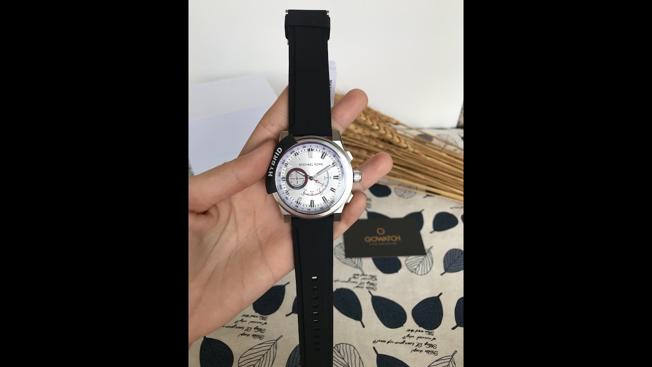 Michael Kors Access Grayson Silver Tone Black Silicone Hybrid Smartwatch MKT4009