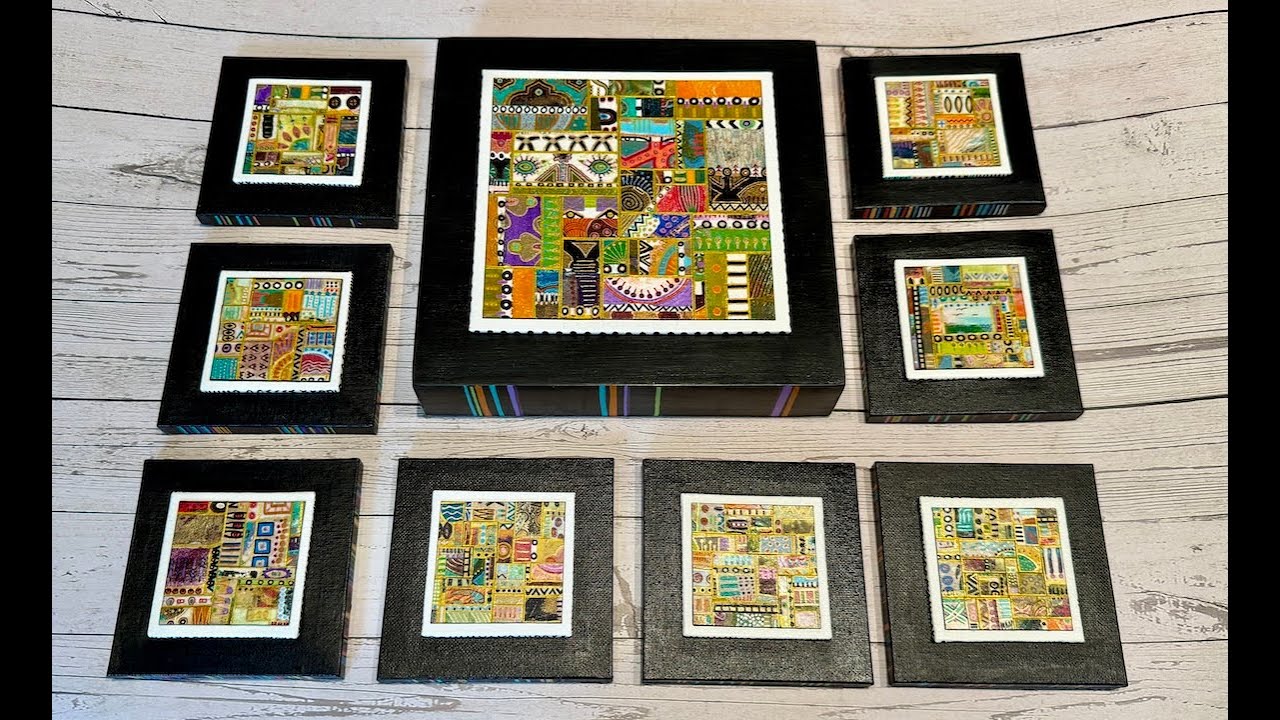 Gel Print Art Ep  32: Final Steps to Finishing Miniature Gel Print Collage Art Pieces