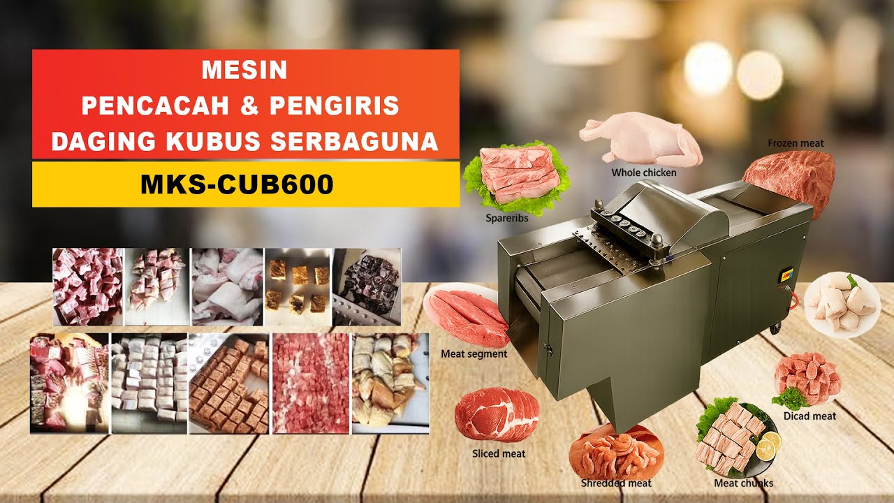Potong Daging Sekelas Pabrik Besar! 🔥 Mesin Pencacah & Pengiris Daging Kubus MKS-CUB600 – Maksindo