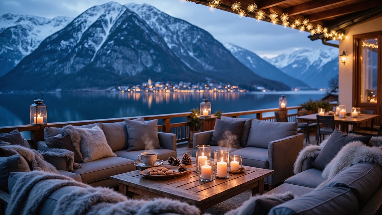 Cozy Winter Lakeside Porch | Snowfall & Acoustic Guitar for Deep Focus, Study & Reading ❄️
