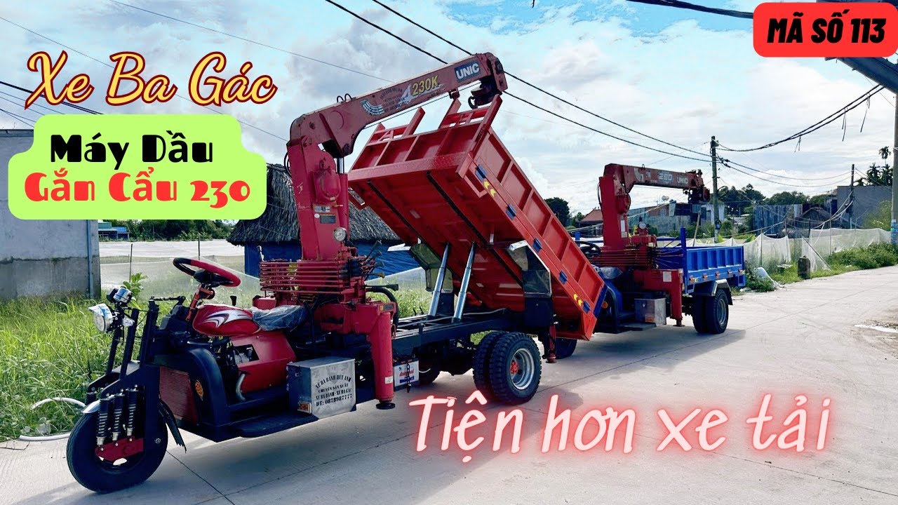 Cân nhắc thật kĩ khi tìm mua Xe Ba Gác Máy Dầu Gắn Cẩu - Xe Ba Bánh Lắp Cẩu 230 | LH 0878987777