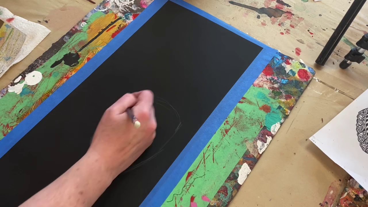 Reaching Out #3 Beginning a Painting on Black Paper