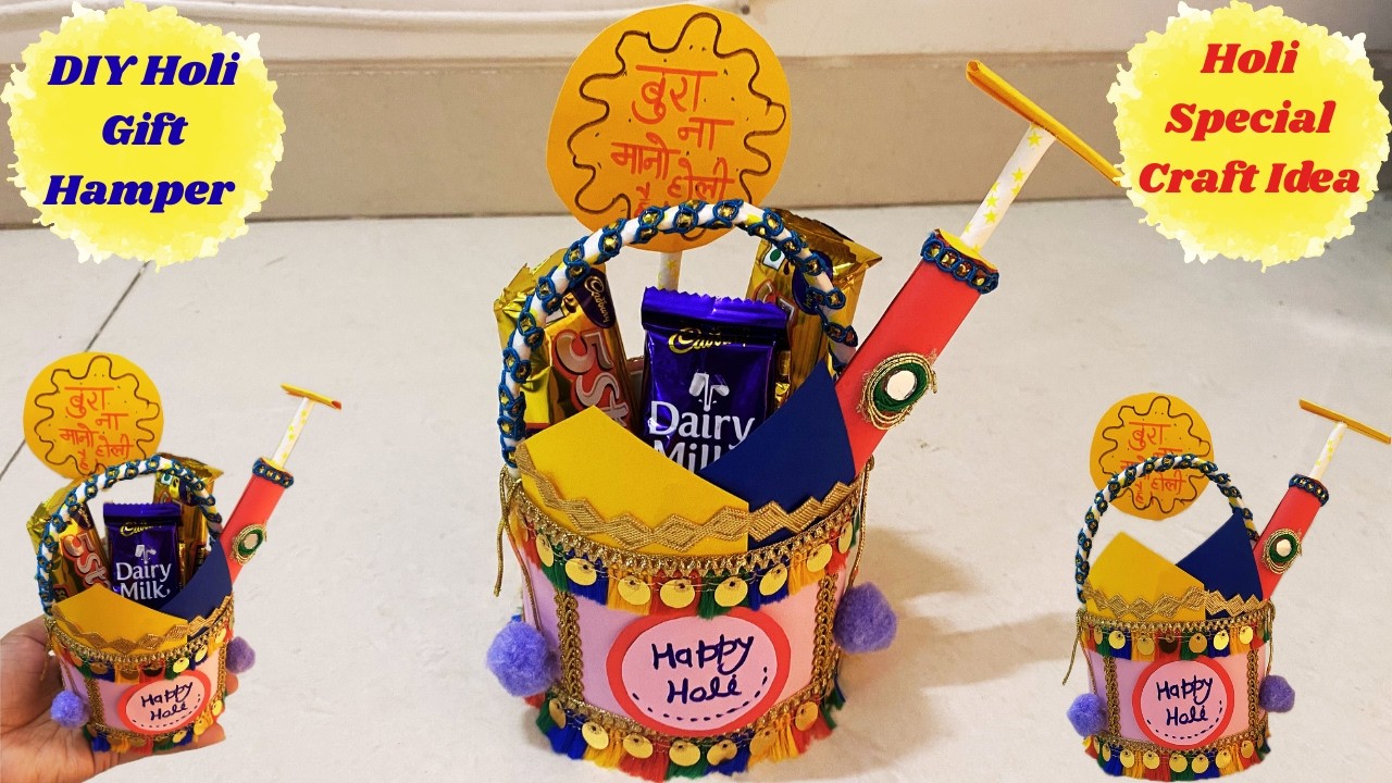 Holi Craft ideas | DIY Holi Gift Hamper Craft | Holi Craft | Holi Festival Decoration ideas #holi