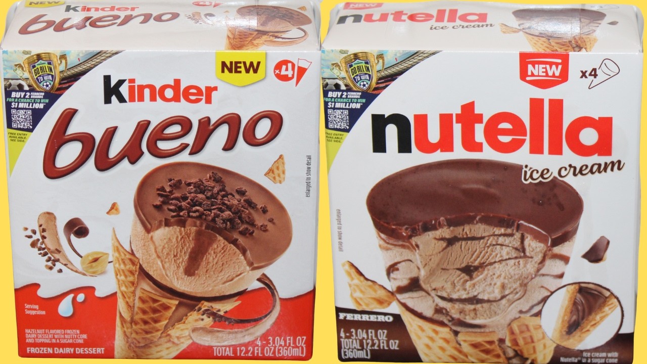 Обзор рожков с замороженным молочным десертом Kinder Bueno и рожка с мороженым Nutella