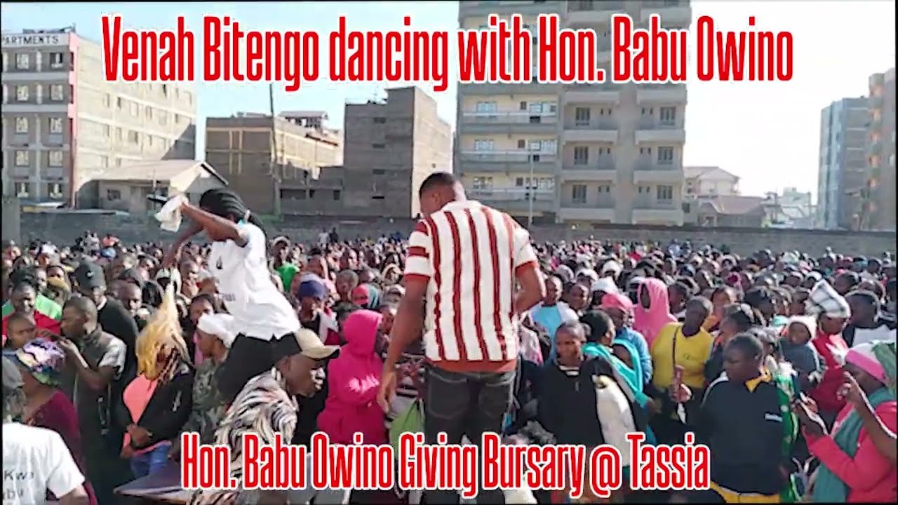 VENAH BITENGO DANCING WITH BABU OWINO DURING BURSARY GIVING @TASSIA