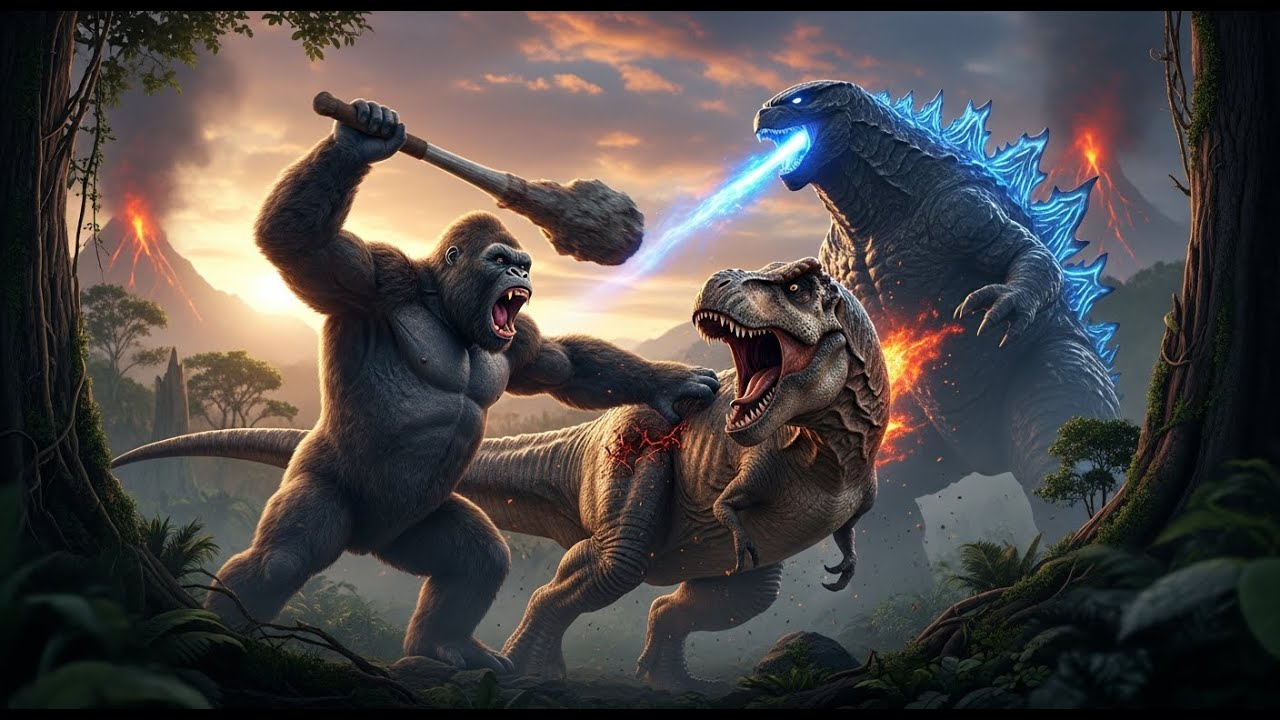 KING KONG GODZILLA VS TYRANNOSAURUS REX THE ULTIMATE PREHISTORIC BATTLE
