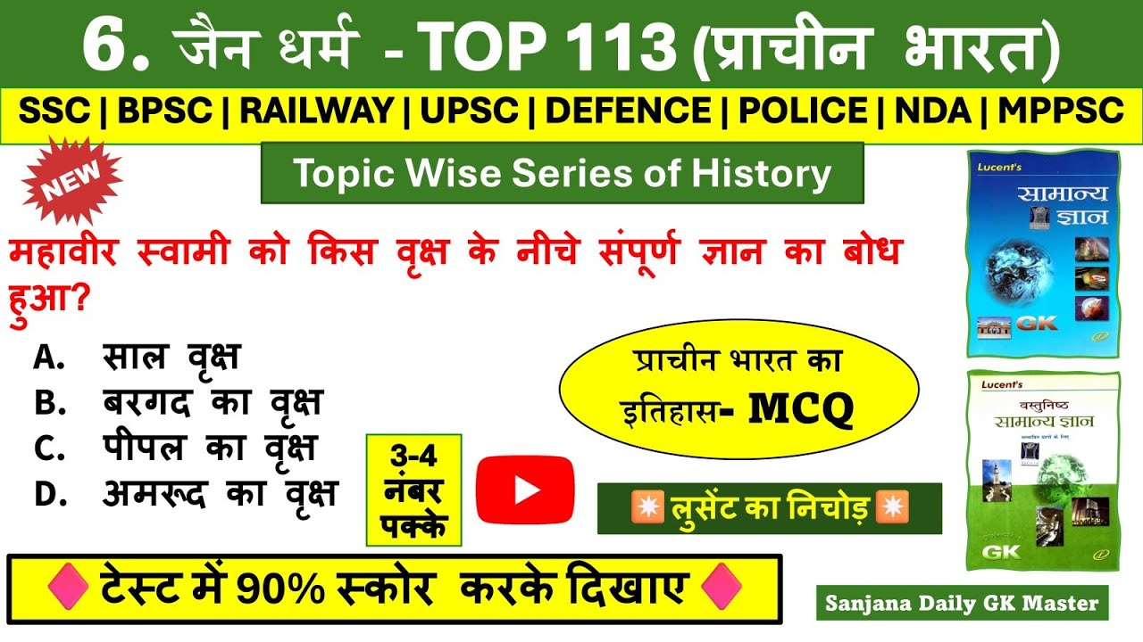 जैन धर्म | Jain Dharam imp Ques | Jain Dharm Lucent mcq in Hindi | Lucent Topic Wise GK in Hindi
