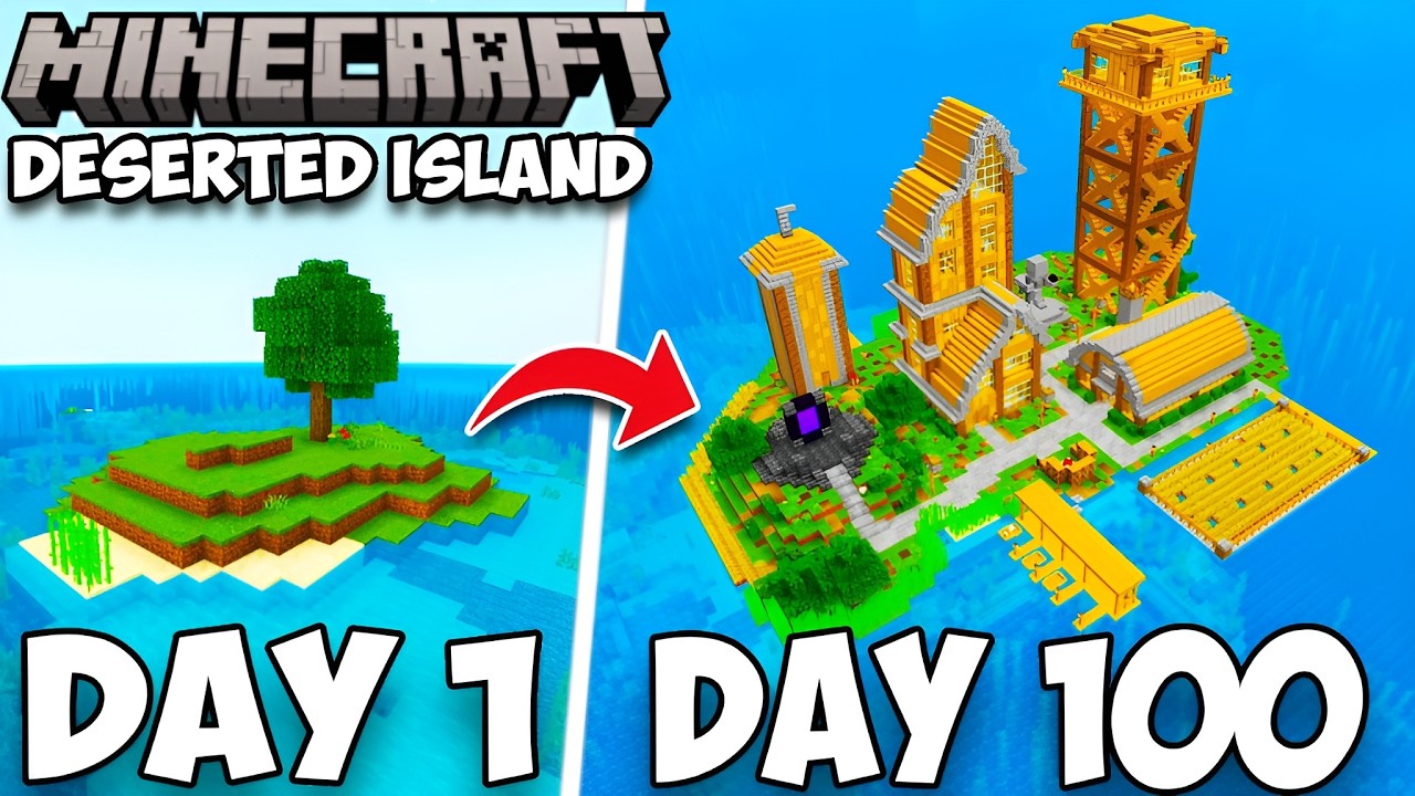 100 Days on a DESERTED ISLAND in Minecraft Bedrock Edition