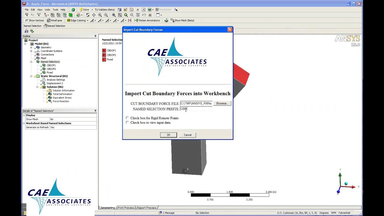 Force-Based Submodeling in ANSYS Workbench - CAE Associates